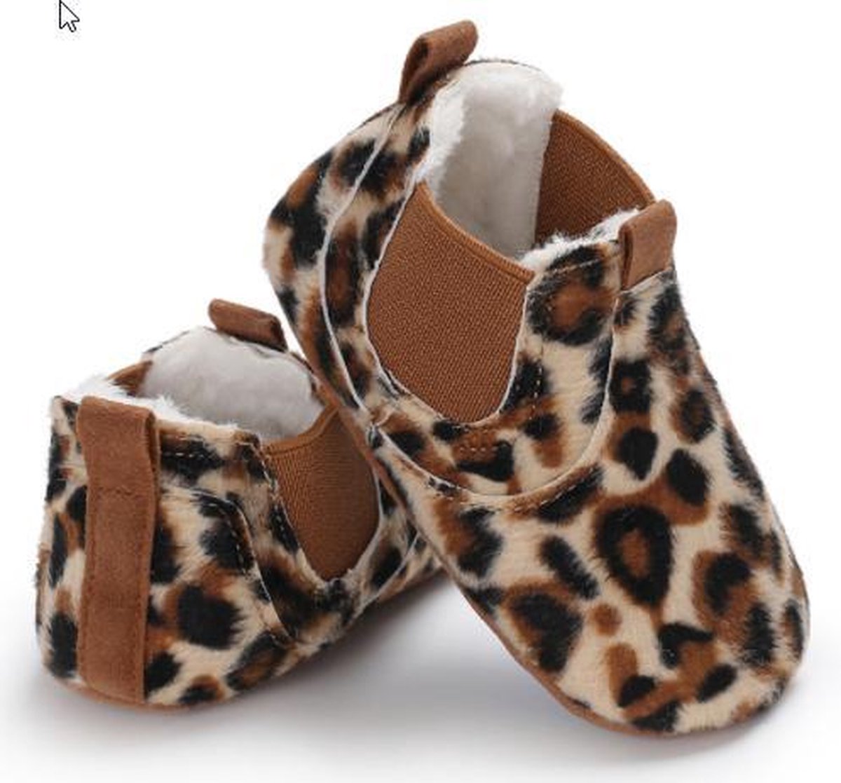 Warme zachte Baby slofjes meisjes 0-6 maanden Kleur:  Leopard