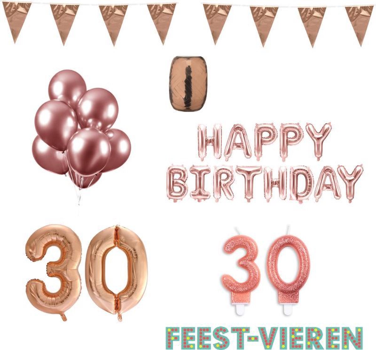 30 jaar Verjaardag Versiering Pakket Rosé Goud