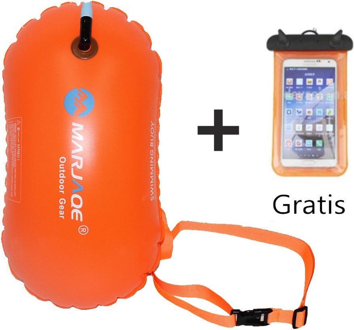 Zwemboei voor Veilig Openwater en Triatlon Zwemmen zonder drybag - /Saferswimmer/Safe swimmer/ 20 Liter + Waterdichte smartphone hoes/Zwemboei/waterdichte smartphone hoes/