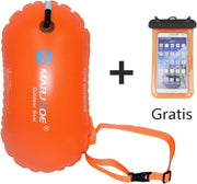 Zwemboei voor Veilig Openwater en Triatlon Zwemmen zonder drybag - /Saferswimmer/Safe swimmer/ 20 Liter + Waterdichte smartphone hoes/Zwemboei/waterdichte smartphone hoes/