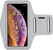 Samsung Galaxy S21 - Sportarmband - Grijs - Spatwaterdicht - 1 sleutelhouder - Reflecterend - Hardlooparmband - Telefoonarmband - Hardloop Telefoonhouder