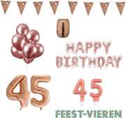 45 jaar Verjaardag Versiering Pakket Rosé Goud