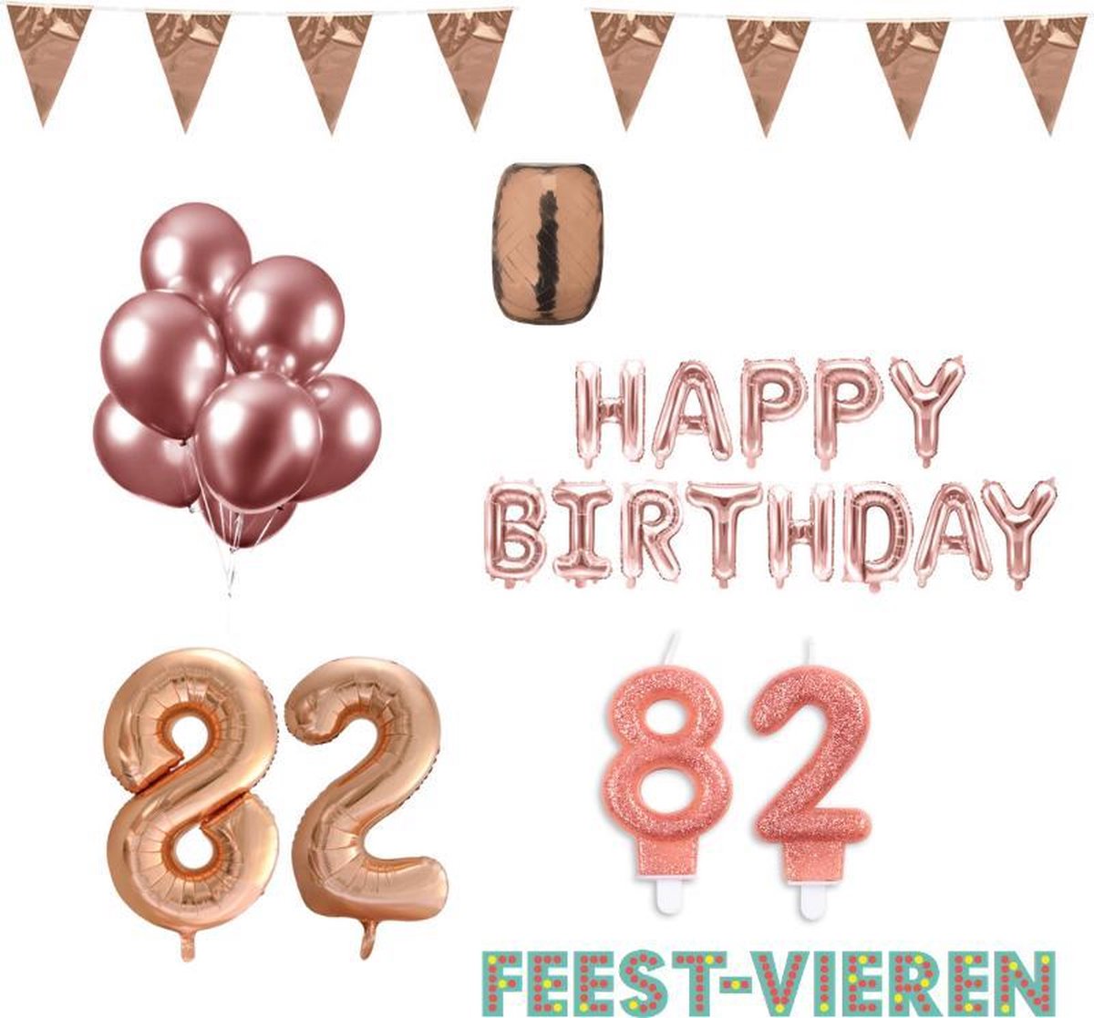 82 jaar Verjaardag Versiering Pakket Rosé Goud