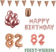 82 jaar Verjaardag Versiering Pakket Rosé Goud