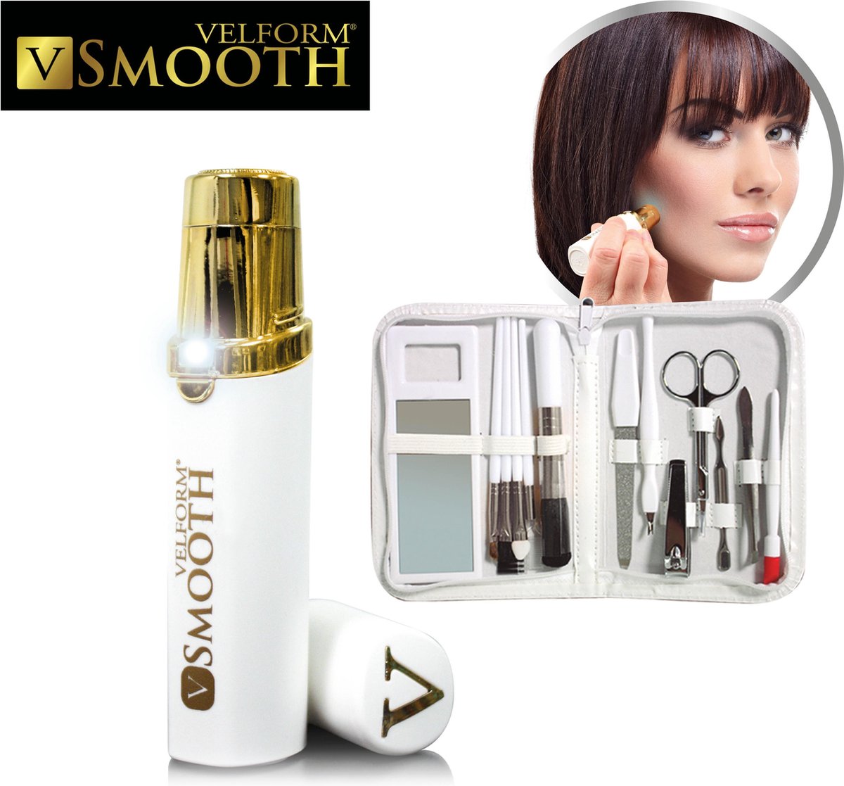 Velform Smooth Facial Epilator Gezichtsontharing epilator - Reinigingsborstel en manicureset - Pijnloos Hypoallergeen trimmer -