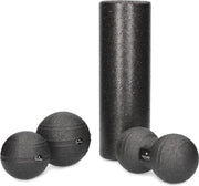 Fascia-set 4-delig Massageroller - 1 x fasciarol 1 x Peanut Duo massagebal 2 x fasciarol - massage ballen duoball - rug nek yoga