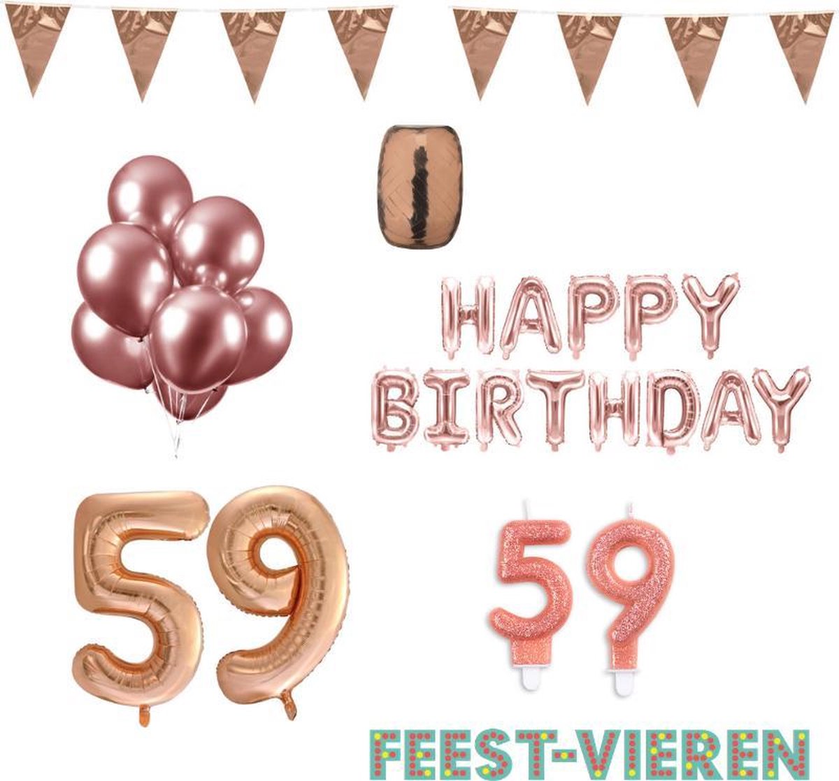 59 jaar Verjaardag Versiering Pakket Rosé Goud