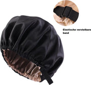 Cabantis Bonnet-Slaapmuts| Polyester & Satijn|Satijn Geweven|Hoofddeksel|Unisex|Verstelbaar-systeem|Zwart
