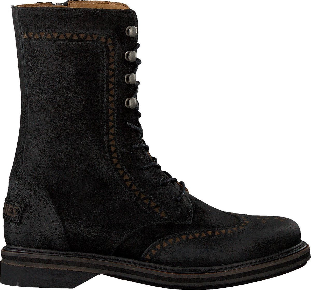 Shabbies Dames Veterboots 184020069 - Zwart - Maat 39