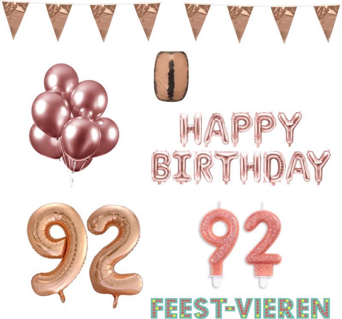 92 jaar Verjaardag Versiering Pakket Rosé Goud