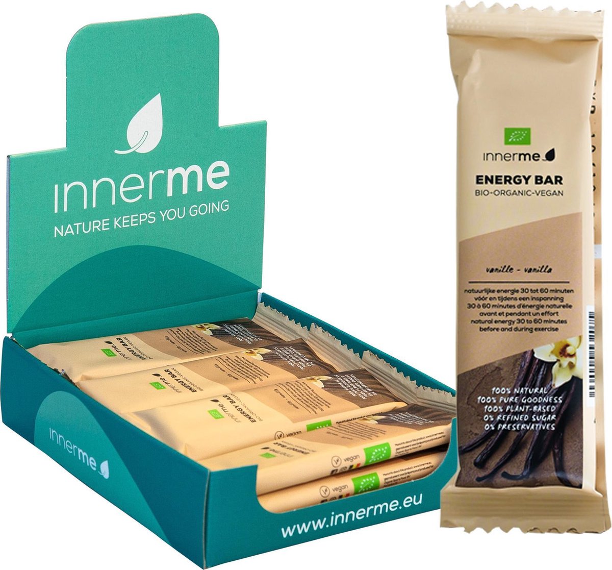 Innerme Energy Bars 'Vanille' - bio & vegan sportreep - 12 energierepen 40g