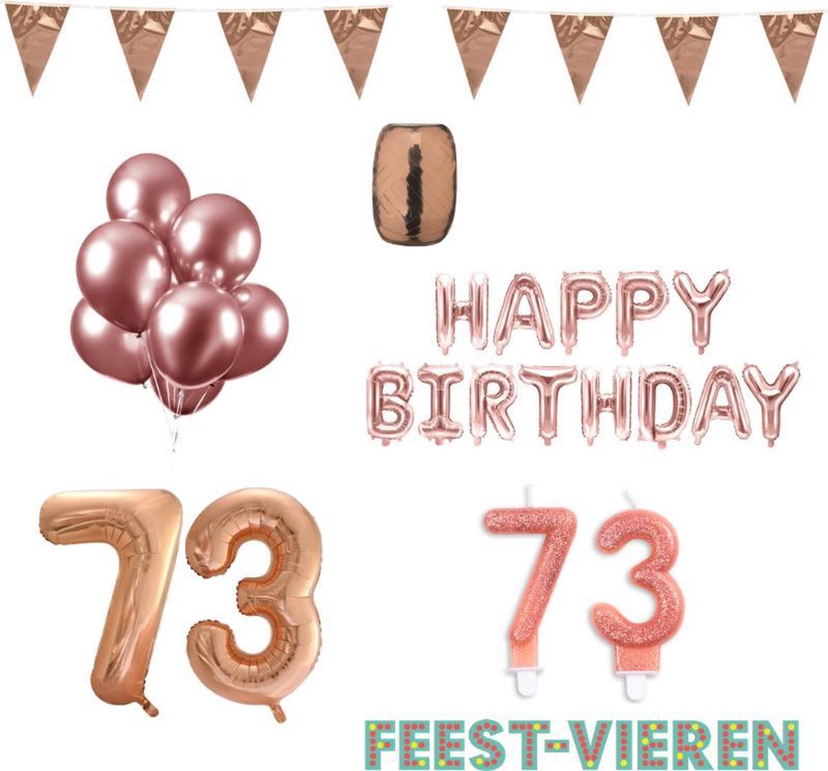 73 jaar Verjaardag Versiering Pakket Rosé Goud
