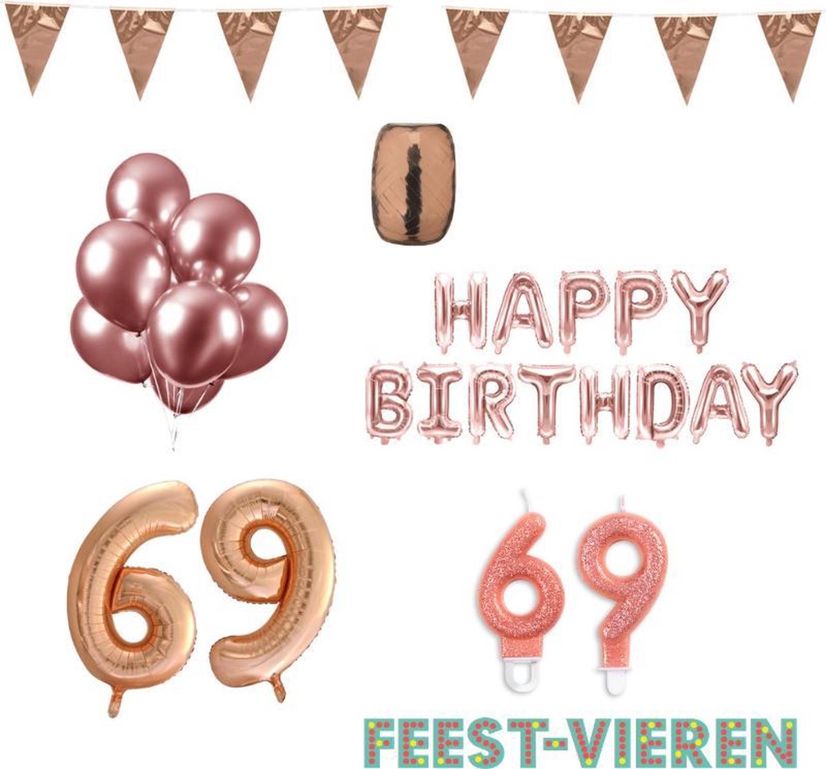 69 jaar Verjaardag Versiering Pakket Rosé Goud