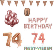 74 jaar Verjaardag Versiering Pakket Rosé Goud