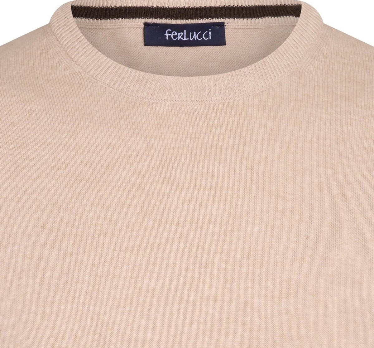 Ferlucci – Exclusieve Heren Trui met Ronde Hals - Lichtbruin