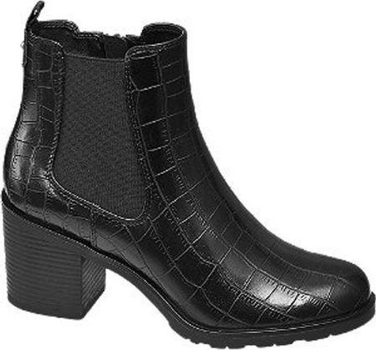 Graceland Zwarte chelsea boot crocoprint