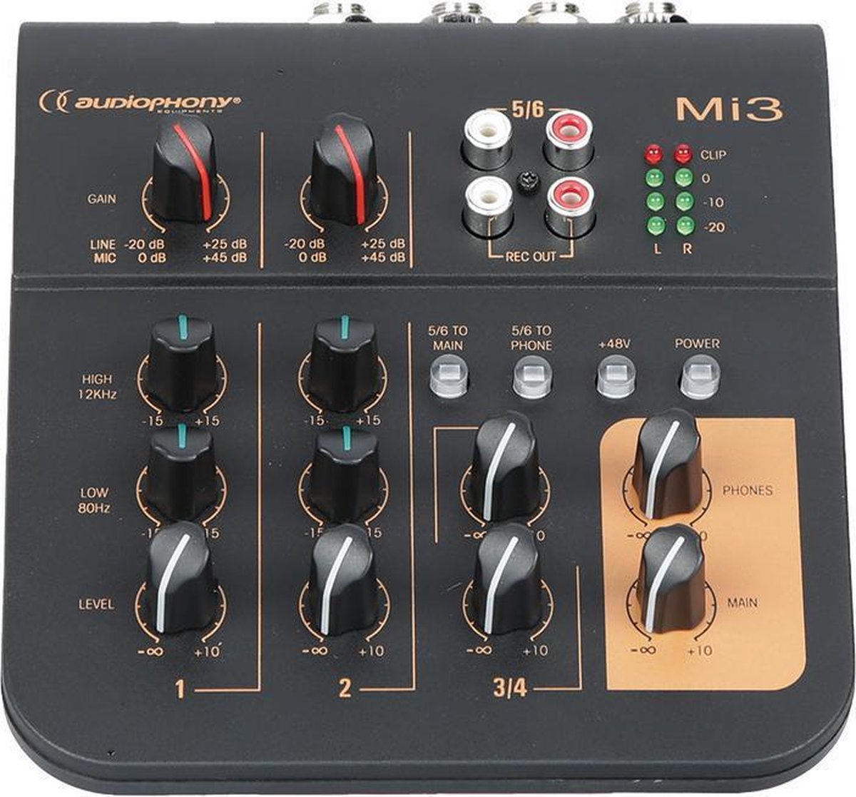 Audiophony Mi3 Compacte Mengtafel - Mengtafel voor 2 microfoons voor Podcasts en Vlogging