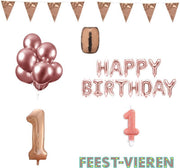 1 jaar Verjaardag Versiering Pakket Rosé Goud