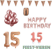 15 jaar Verjaardag Versiering Pakket Rosé Goud