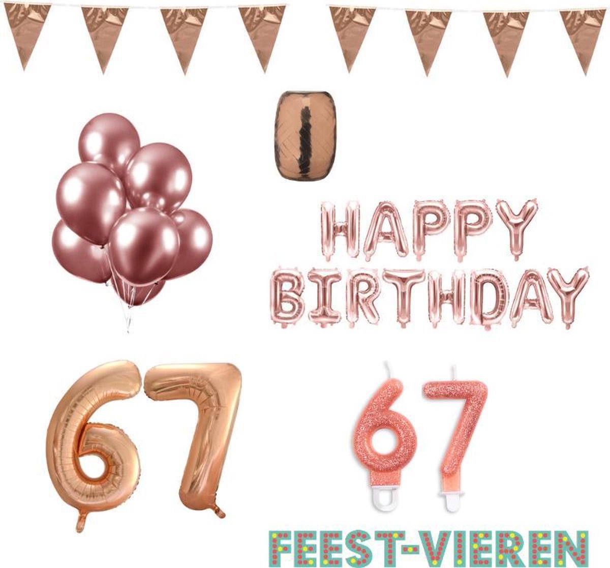 67 jaar Verjaardag Versiering Pakket Rosé Goud