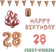 28 jaar Verjaardag Versiering Pakket Rosé Goud