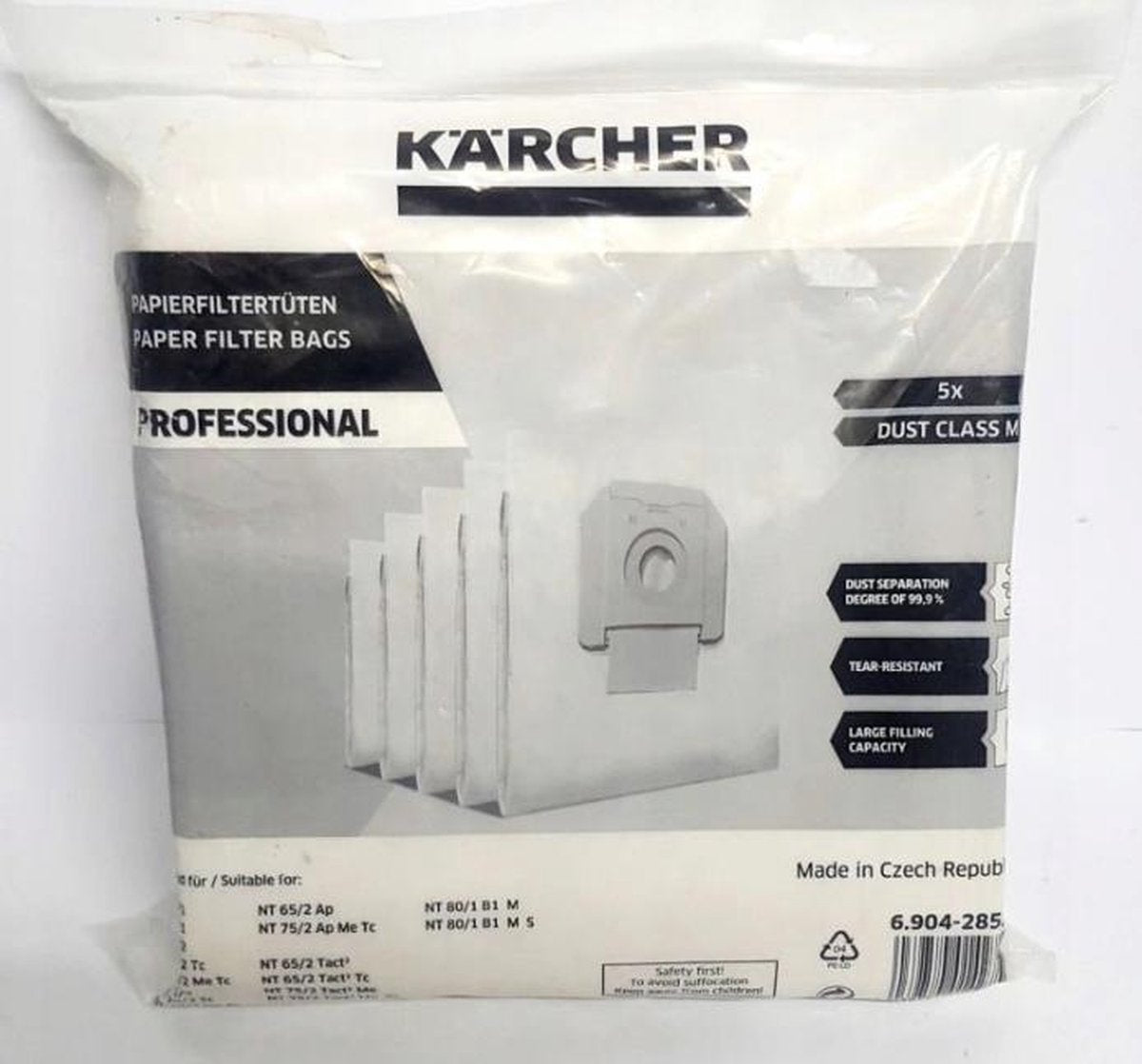 Karcher stofzuigzakken origineel - 5st - stofzakken stofzuigerzakken voor oa. NT65/2