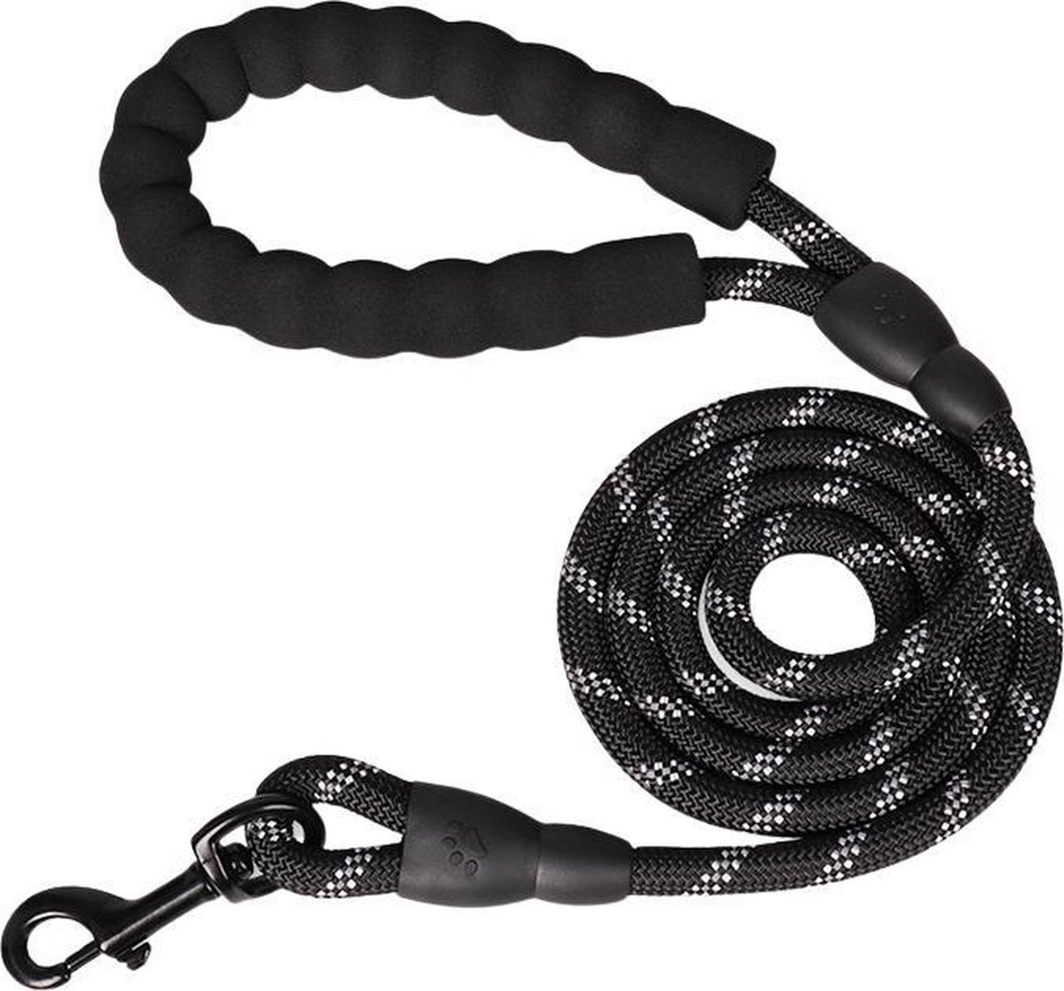Hondenriem - Zwart -  Voor grote en kleine honden - Nieuw verstevigd model  - Stevige grip - Reflecterend - 1