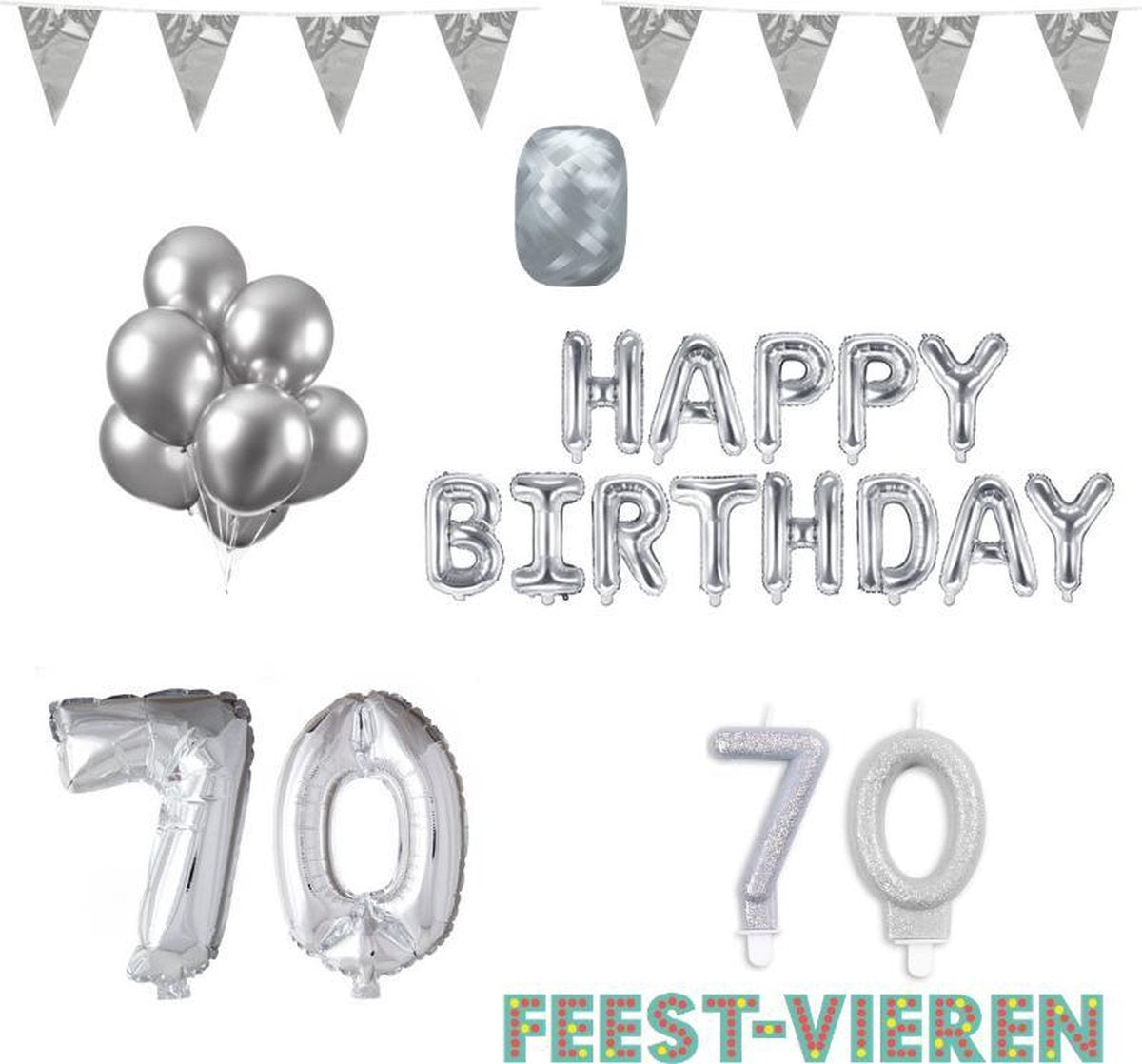 70 jaar Verjaardag Versiering Pakket Zilver