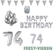 74 jaar Verjaardag Versiering Pakket Zilver