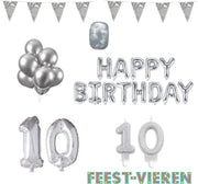 10 jaar Verjaardag Versiering Pakket Zilver
