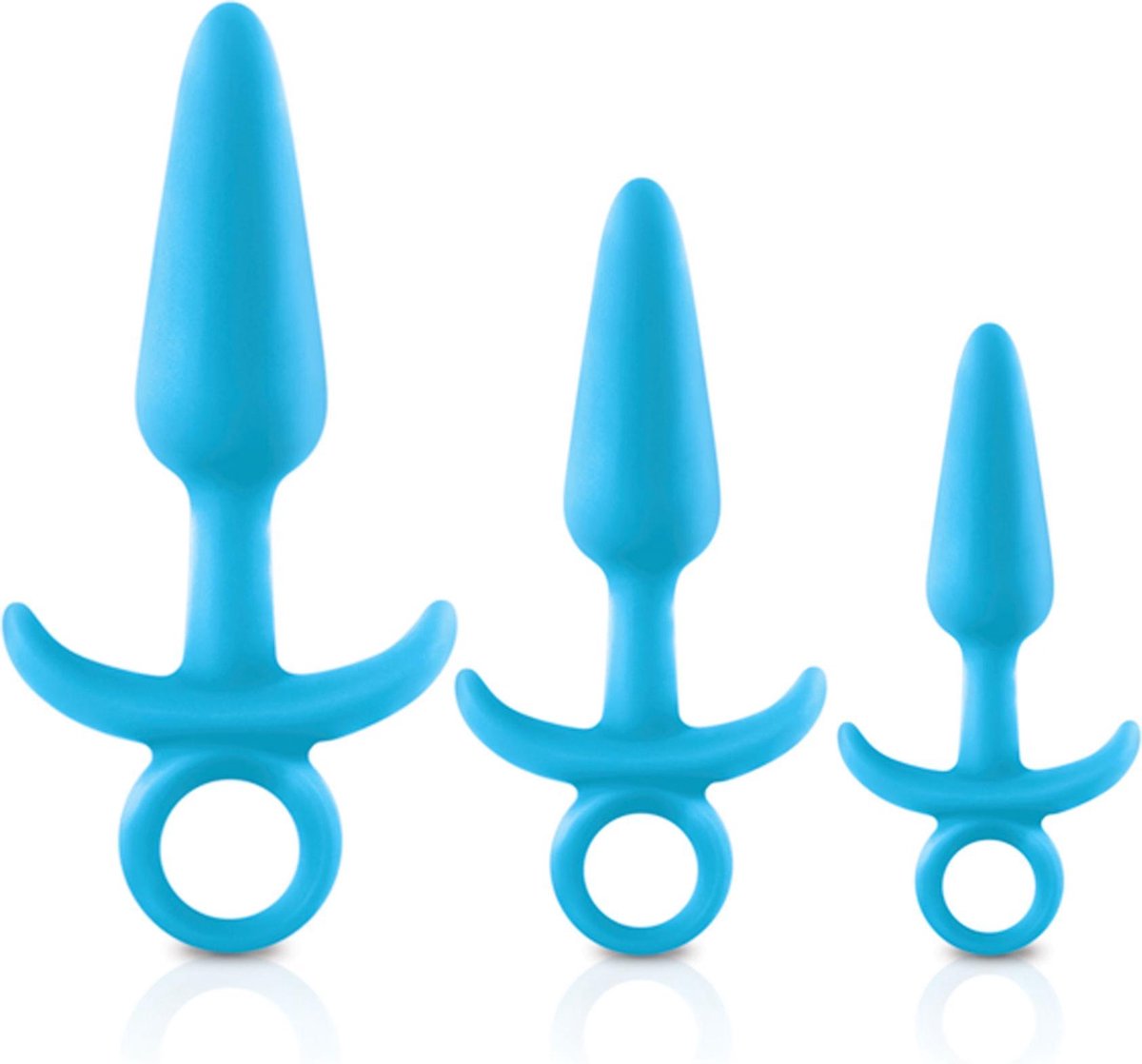Firefly - Set van 3 anaalplugs met ring glow-in-the-dark - Blauw