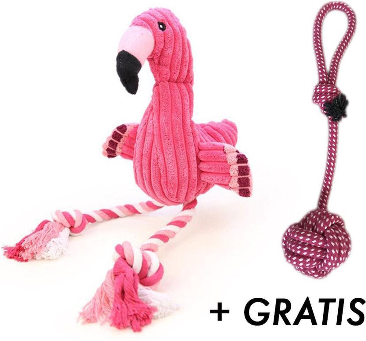 1 x Flamingo Hondenspeelgoed + Honden touw (30cm) - Puppy - Hondenspeeltjes - Intelligentie - Puppy speelgoed