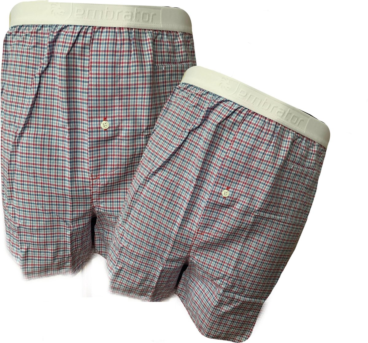 Embrator 2-stuks mannen Boxershorts geweven katoen wit/blauw/rood 4XL