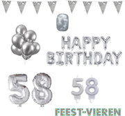58 jaar Verjaardag Versiering Pakket Zilver