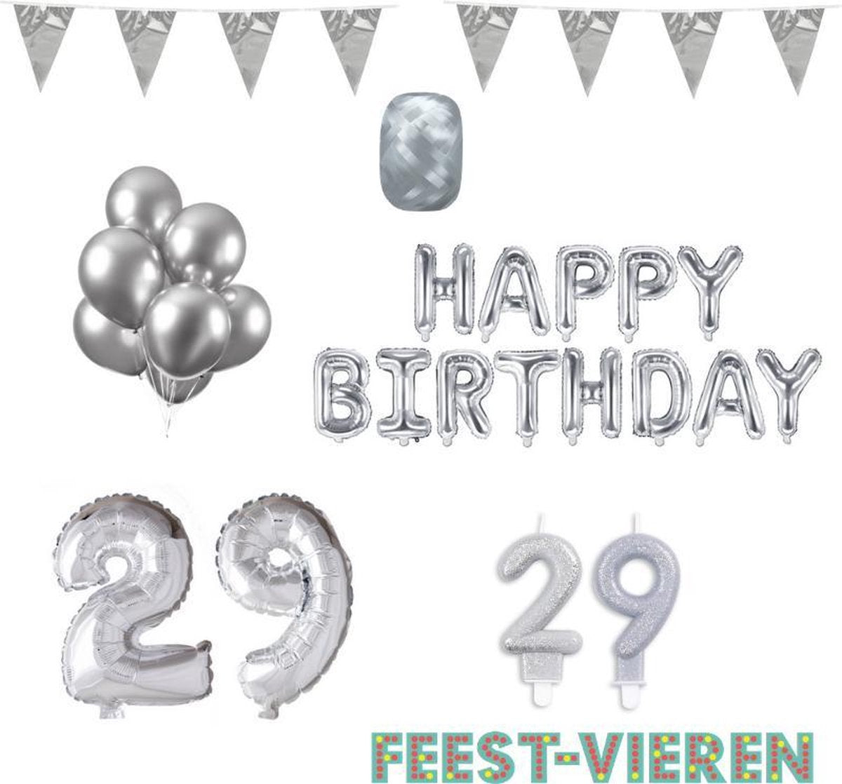 29 jaar Verjaardag Versiering Pakket Zilver