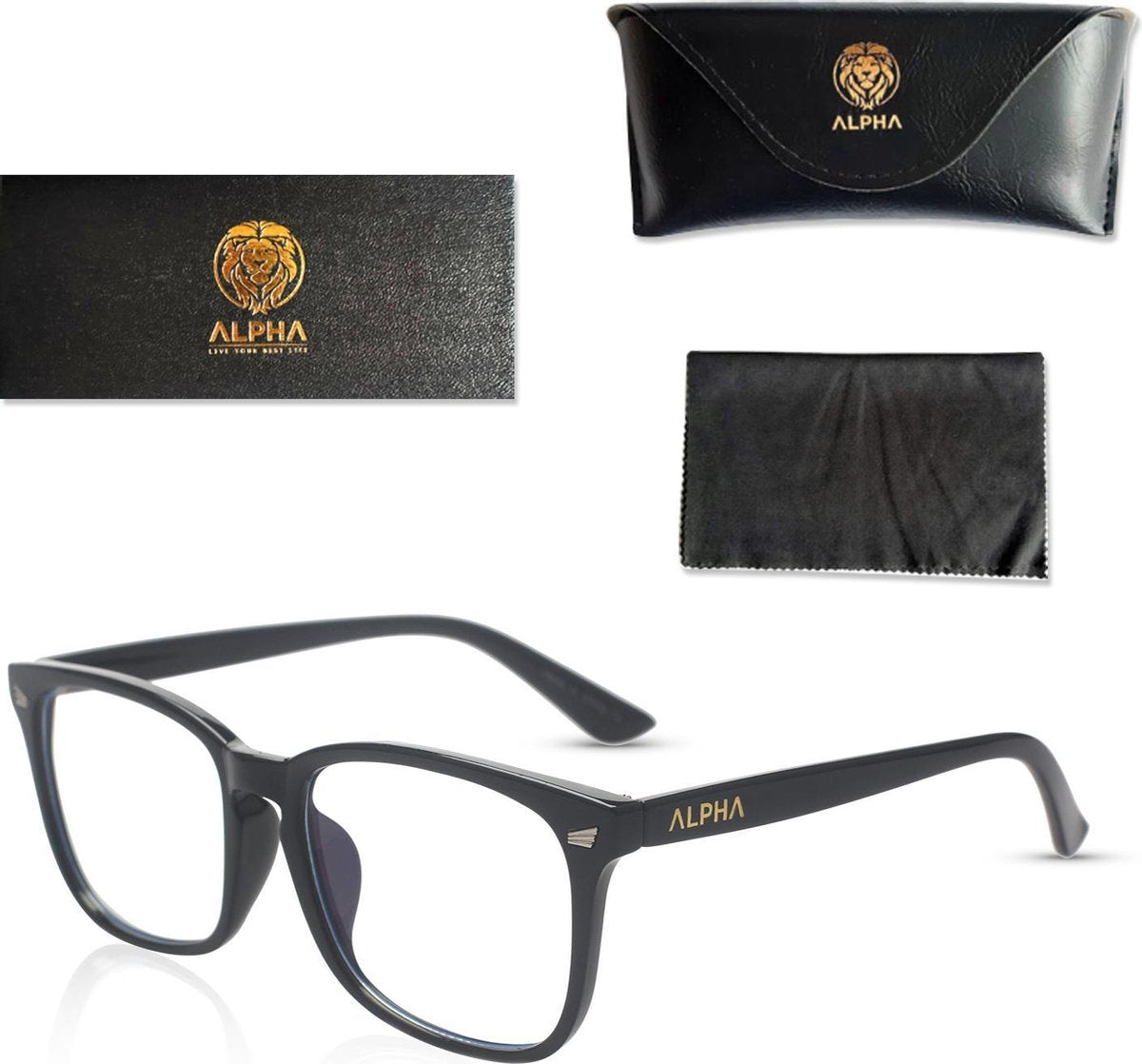 Alpha Premium Computerbril - Blauw Licht Bril - Blue Light Glasses - Blue Light Bril - Anti Blauw Licht - Gamebril - Tegen Vermoeide Ogen - Unisex - Zwart