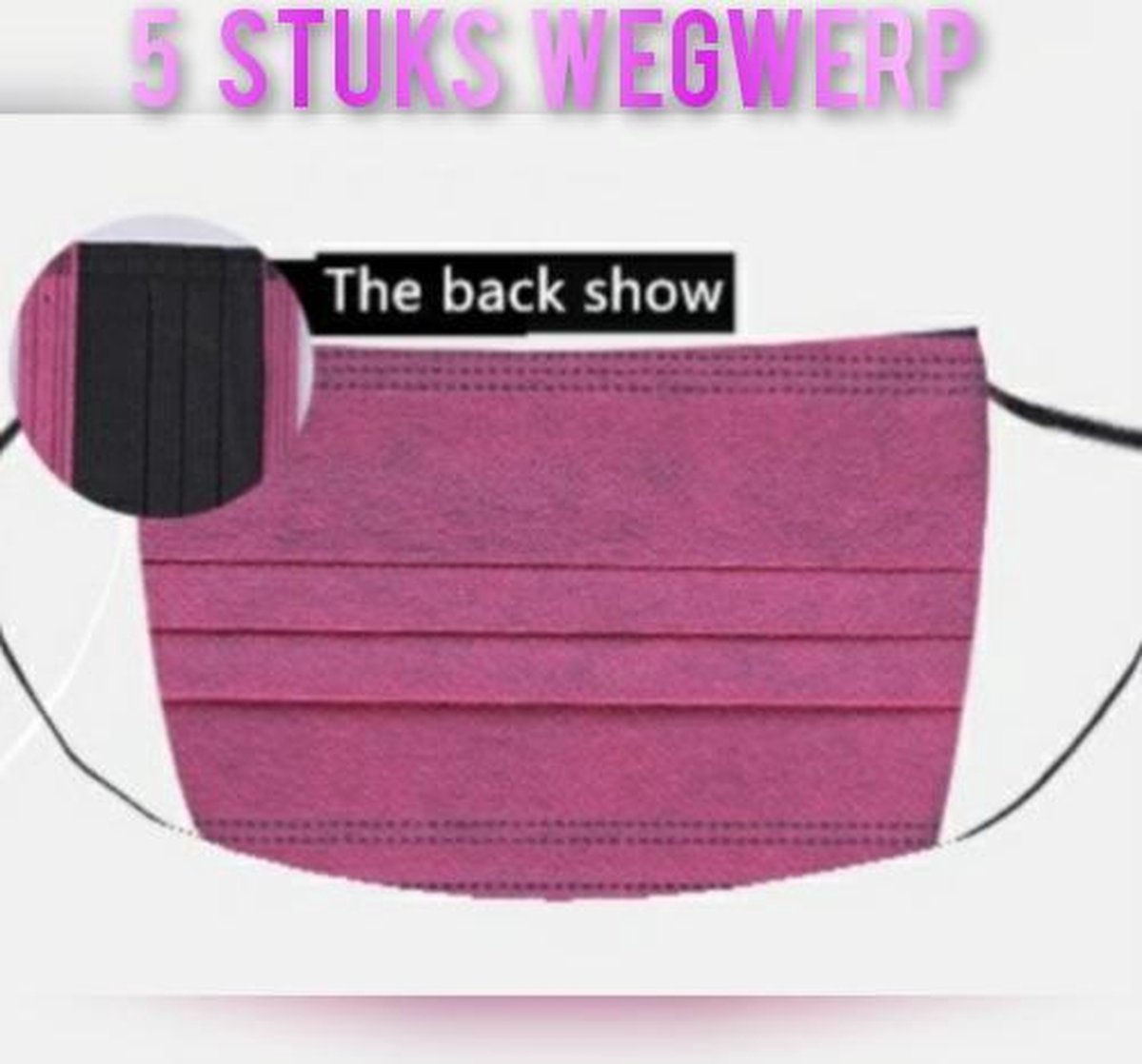 Wegwerp mondkapjes Aubergine - set van 5 stuks