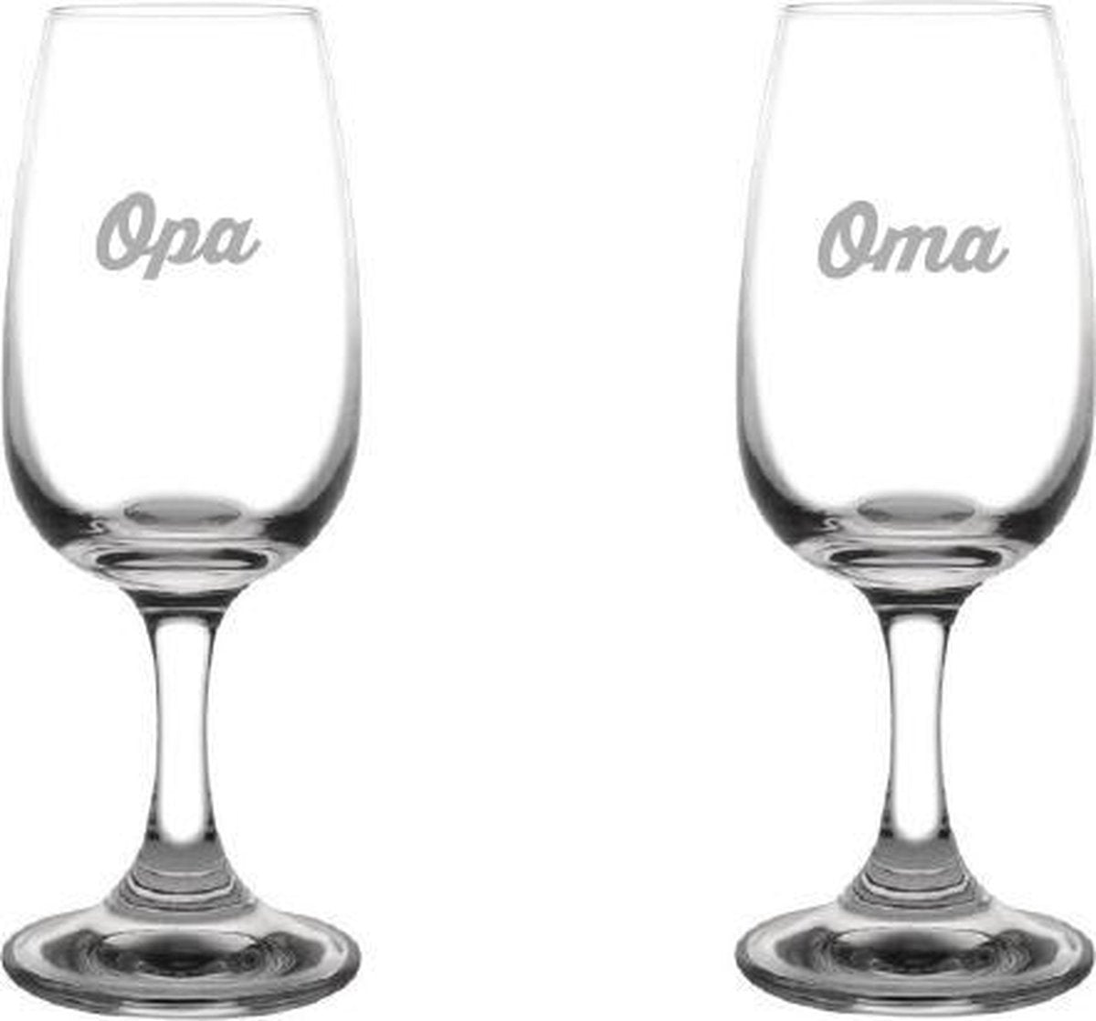 Gegraveerde portglas 12cl Opa+Oma