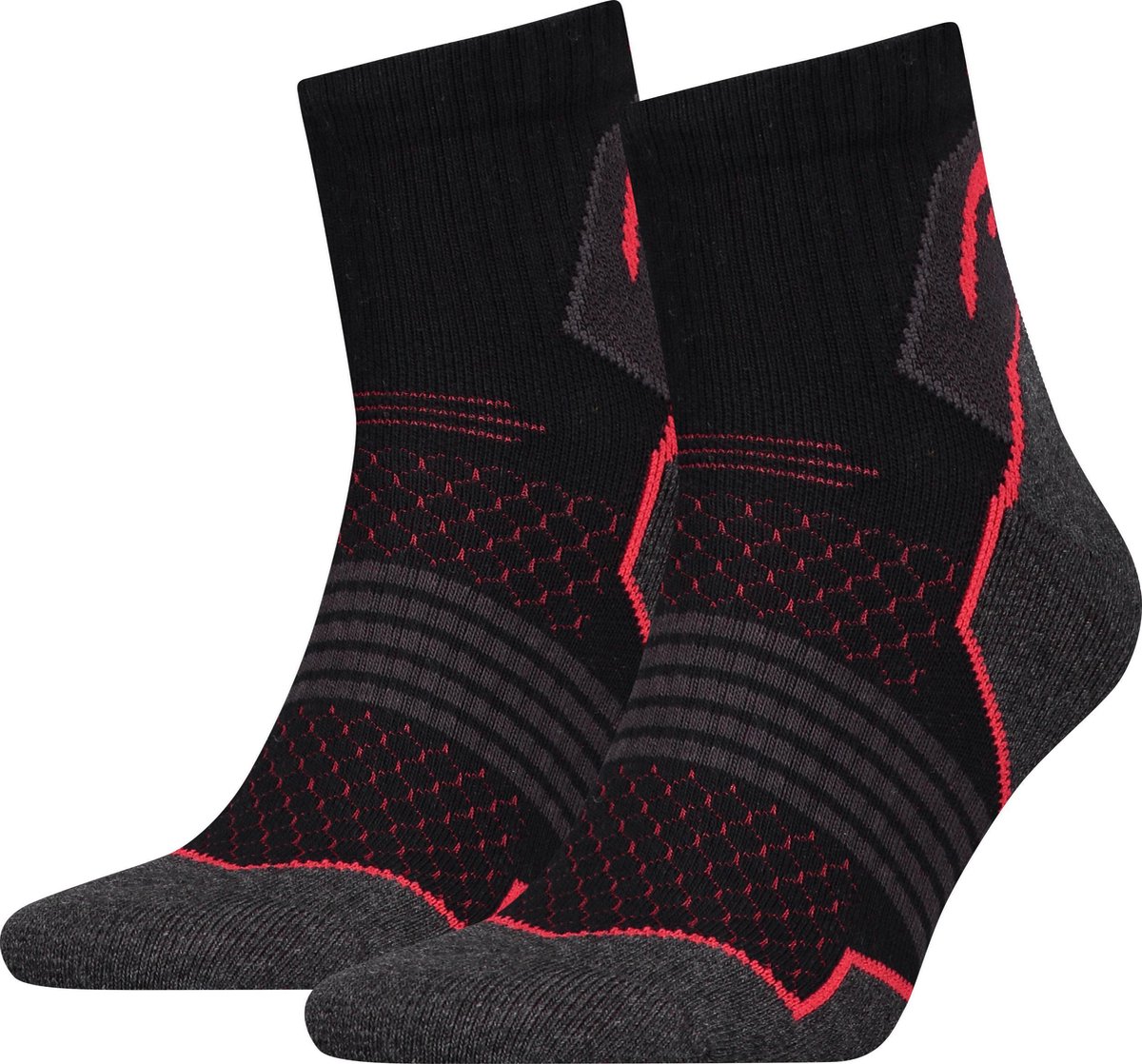 Head -  Hiking 2-pack Quarter Sokken - zwart/rood - 39-42