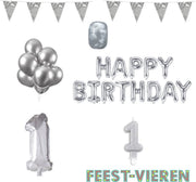 1 jaar Verjaardag Versiering Pakket Zilver