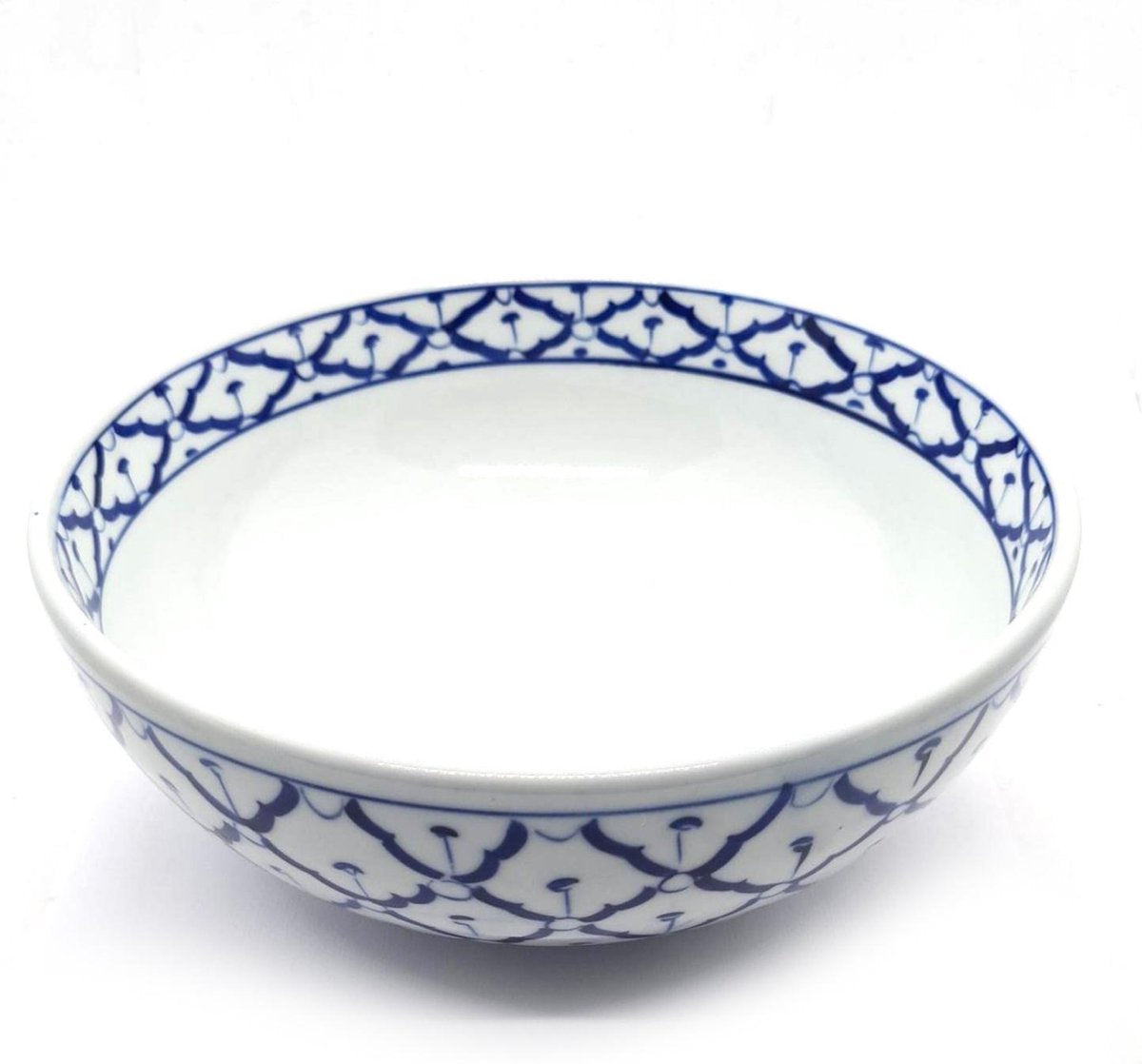 Kom - Schaal - Aziatisch servies - Handgemaakt - Blauw en wit - 21x21x9