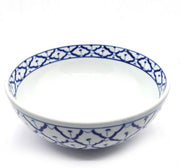Kom - Schaal - Aziatisch servies - Handgemaakt - Blauw en wit - 21x21x9