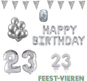 23 jaar Verjaardag Versiering Pakket Zilver