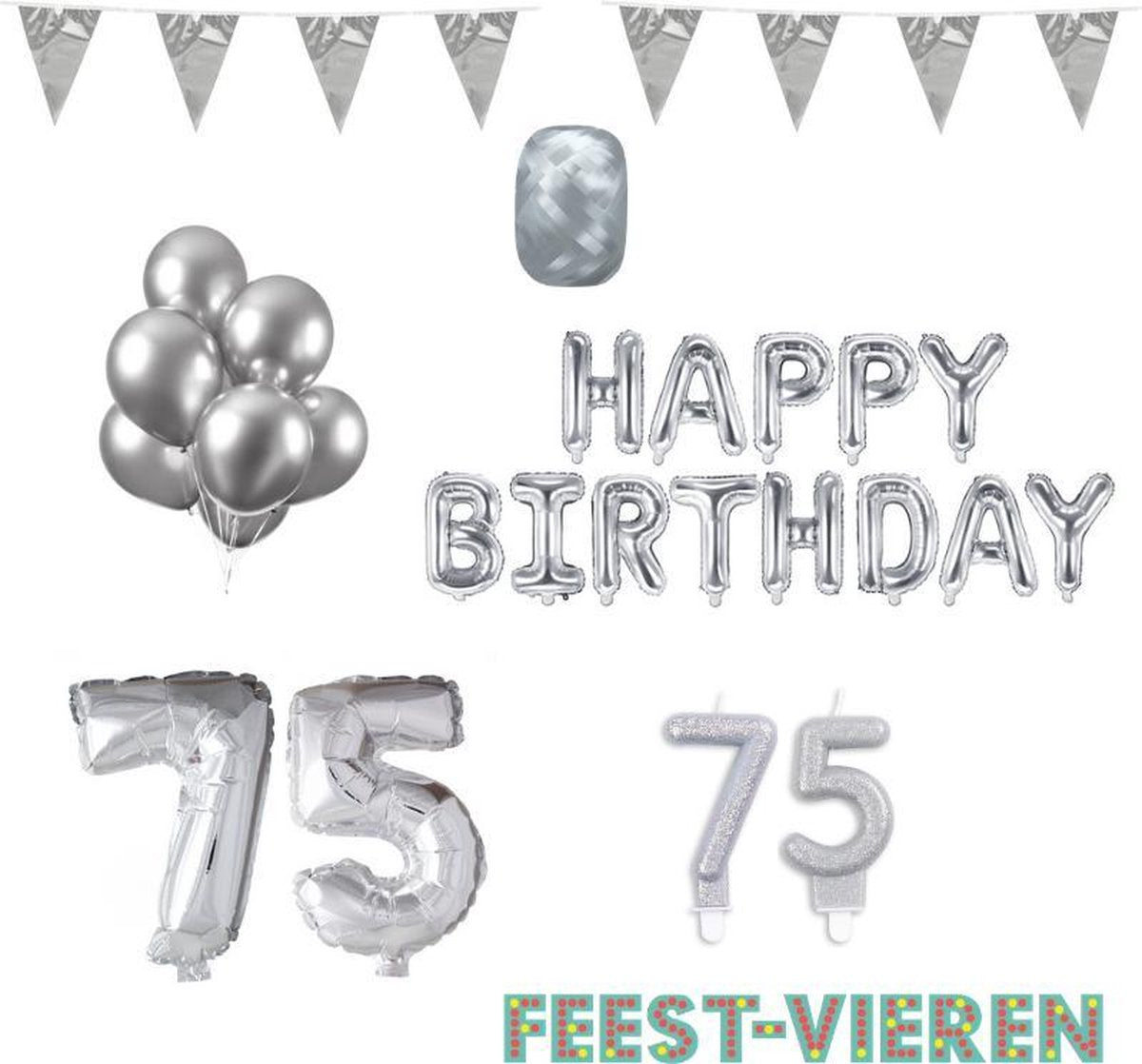 75 jaar Verjaardag Versiering Pakket Zilver