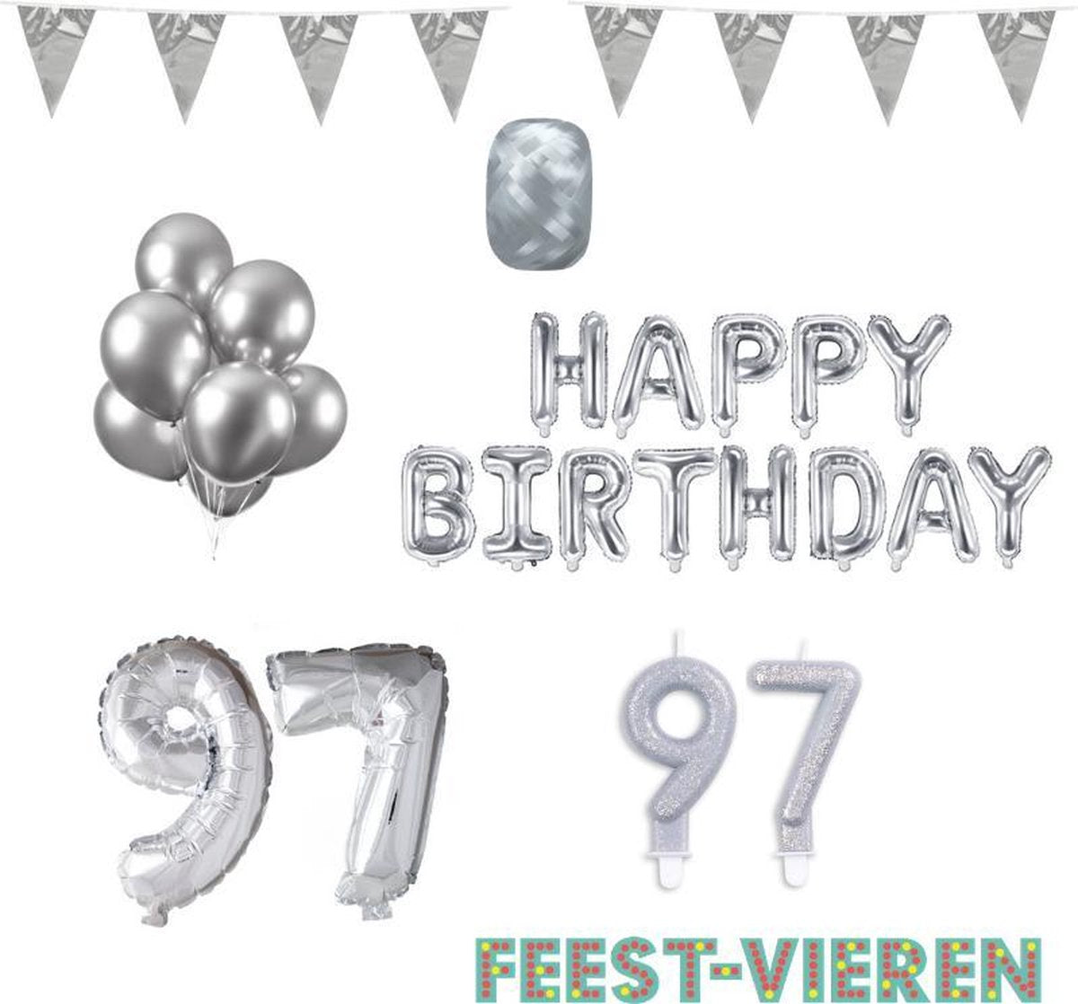 97 jaar Verjaardag Versiering Pakket Zilver