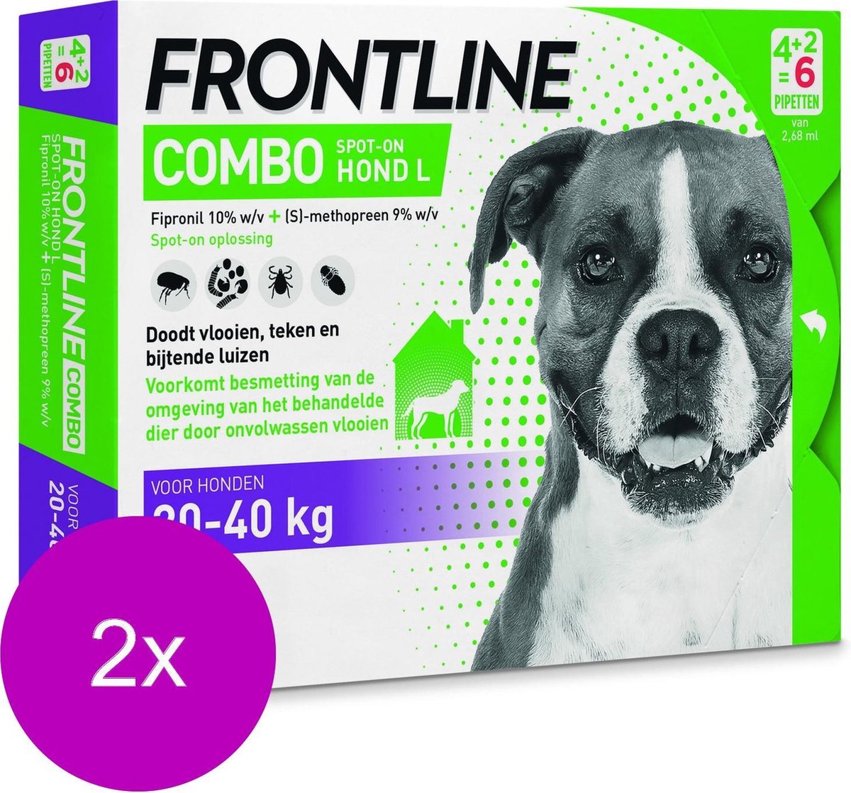 Frontline Combo Spot On 3 Large Hond Large - Anti vlooien en tekenmiddel - 2 x 4+2 pip