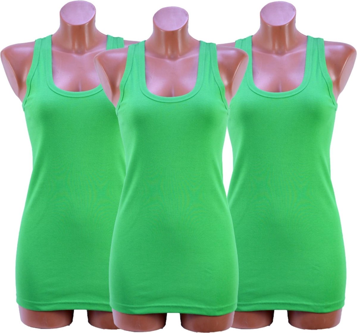 3 Pack dames hemd - 100% katoen - Groen - Maat S