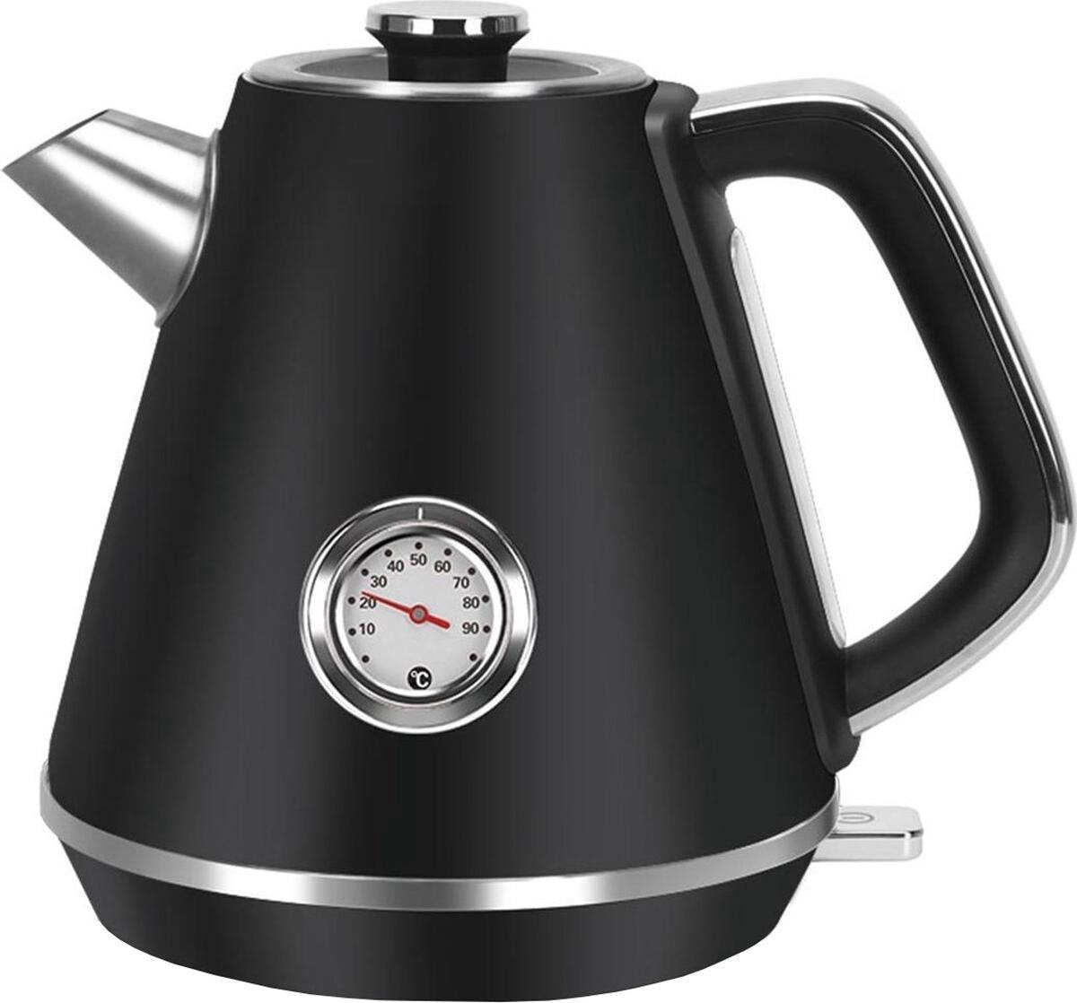 Waterkoker - Igna Rety - Thermometer - 1.7 Liter - 2200 Watt - RVS - Zwart/Zilver