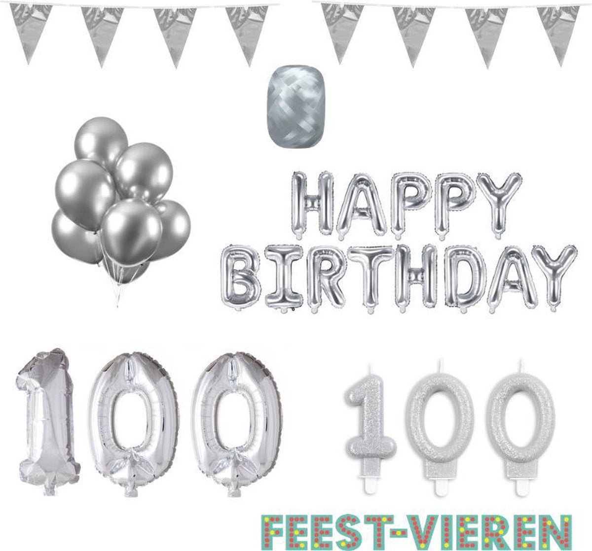 100 jaar Verjaardag Versiering Pakket Zilver