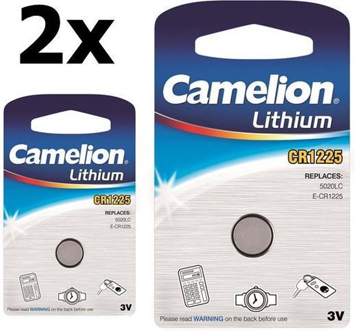 2 Stuks (2 Blister a 1st) Camelion CR1225 48mAh 3V batterij